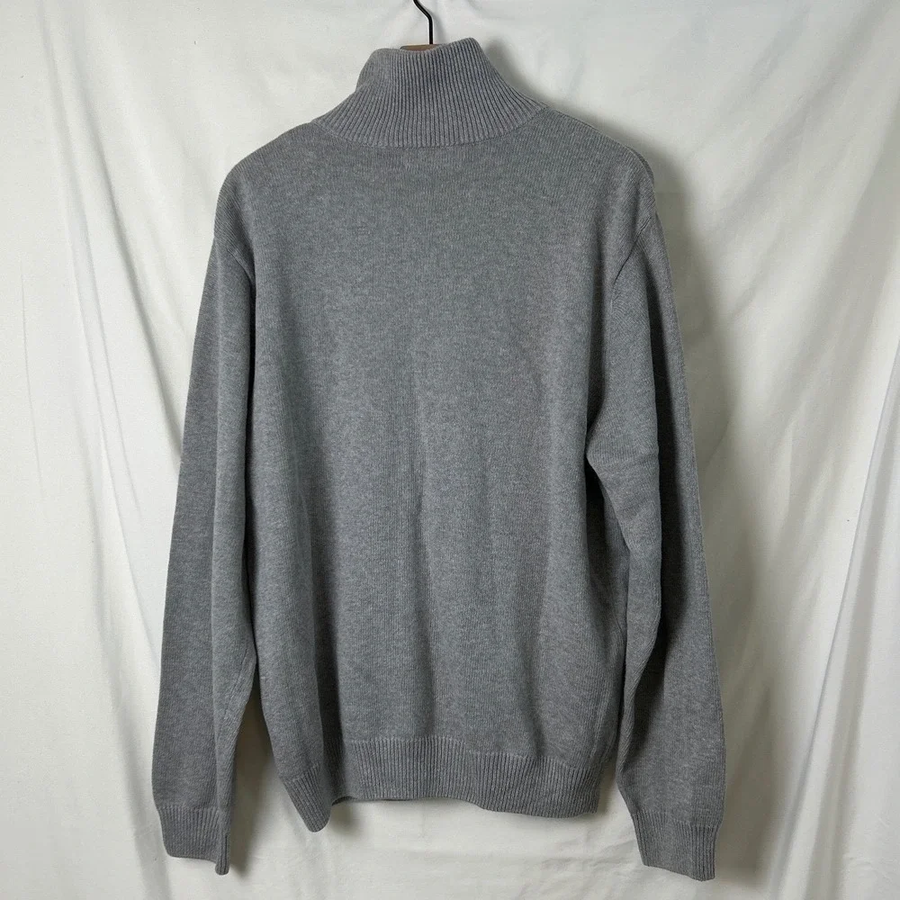 Chaps Mens Gray Button Up Cardigan Sweater Size L Cotton Preppy Academia Casual
